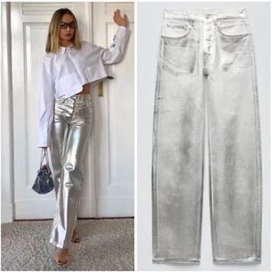 ZARA MID-RISE BOYFRIEND JEANS The Boy Boy Fit In Silver